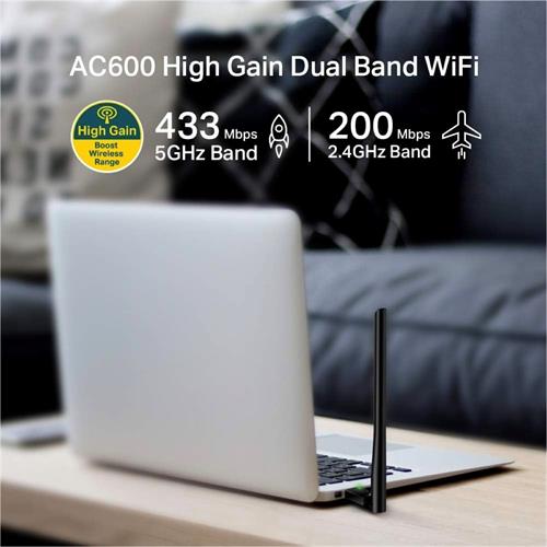 Tp-Link Adaptador Red AC600 Doble Banda USB 2.0 (Archer T2U Plus)