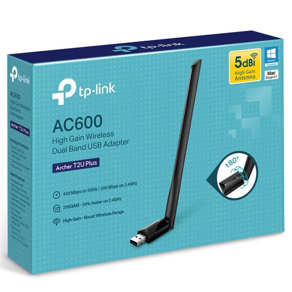 Tp-Link Adaptador Red AC600 Doble Banda USB 2.0 (Archer T2U Plus)