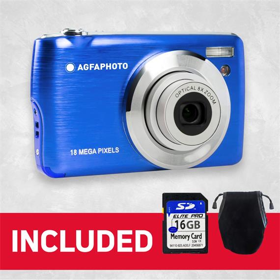 AgfaPhoto DC8200BL Cámara Digital 18MP 8x Zoom + SD16GB+ Bag Azul