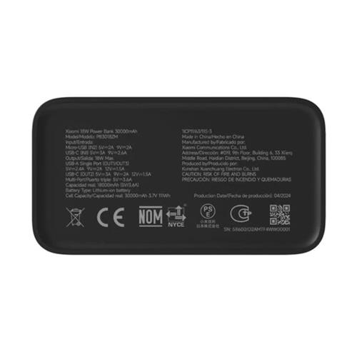 Xiaomi PowerBank 30.000 mAh 18W USB-A y USB-C Negro (BHR9126GL)