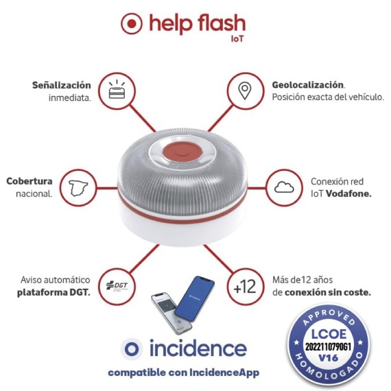 Help Flash IOT Baliza de Emergencia V16 Conectada y Homologada 2026