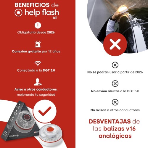 Help Flash IOT Baliza de Emergencia V16 Conectada y Homologada 2026