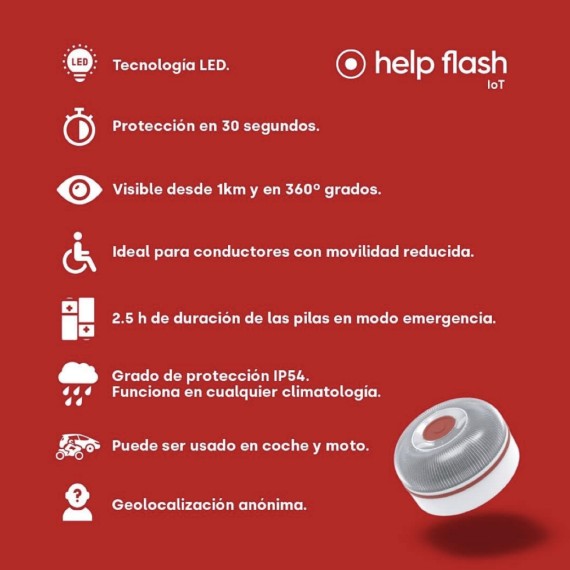 Help Flash IOT Baliza de Emergencia V16 Conectada y Homologada 2026