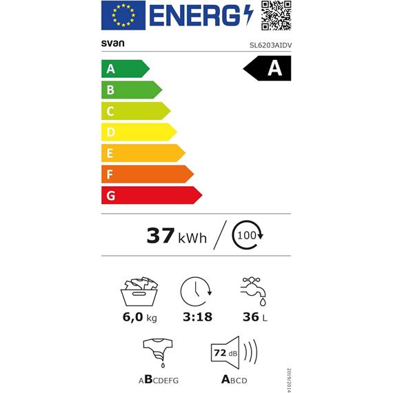 Svan SL6203AIDV Lavadora Carga Frontal 6 kg 1200 rpm Clase A Blanco