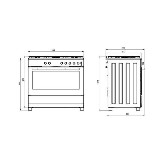 Svan SKGW5900RN Cocina Gas ancho 90 cm Rústico Negro
