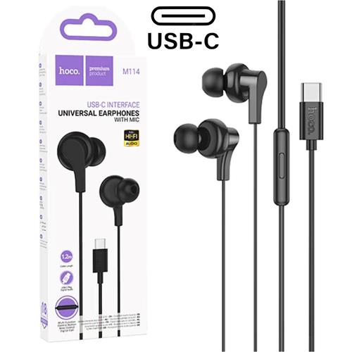 Hoco M114 Auricular con Micrófono y Conexión USB-C Negro