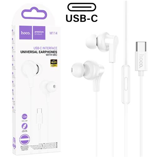 Hoco M114 Auricular con Micrófono y Conexión USB-C Blanco