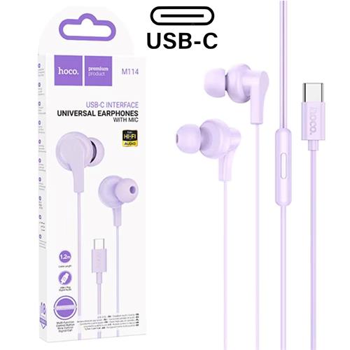 Hoco M114 Auricular con Micrófono y Conexión USB-C Púrpura