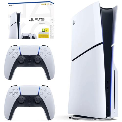 Sony Consola Play Station 5 Slim Disc Edition 1 TB+ Dualsense Bundle White