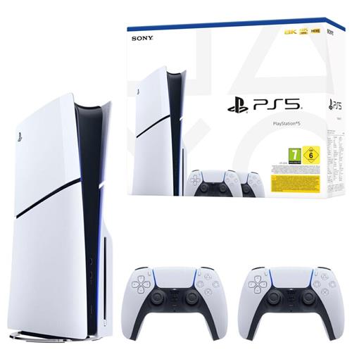 Sony Consola Play Station 5 Slim Disc Edition 1 TB+ Dualsense Bundle White