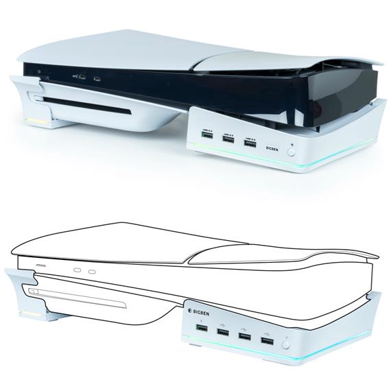 Nacon Soporte Horizontal para Playstion 5 Slim con 2x USB y Led RGB