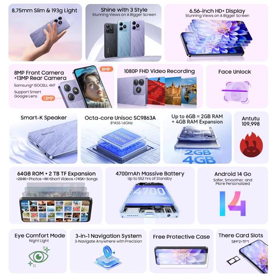 Blackview Wave 8C 6.5" 2+4GB 64GB Dawn Blue