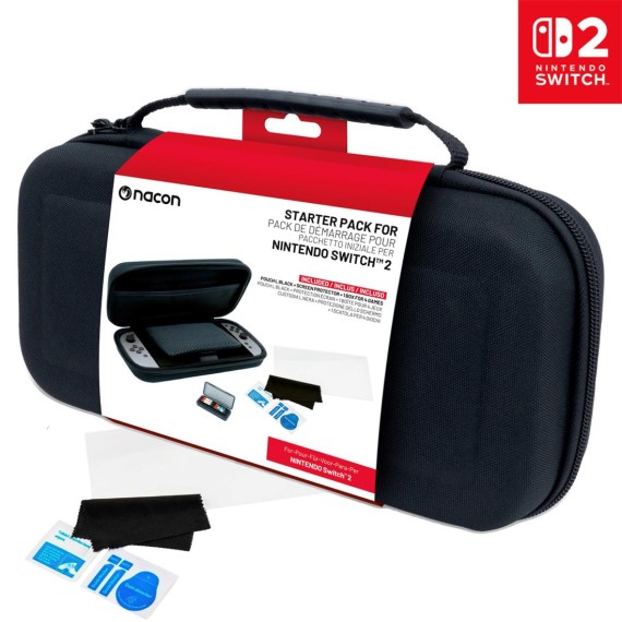 Nacon Pack Funda Rigida + Protector para Nintendo Switch 2 Negra (SWITCHNEWPACK5BLACK)