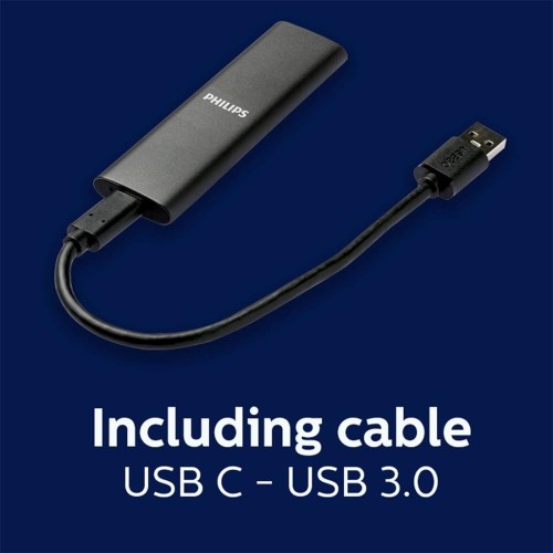 Disco SSD Externo Philips 500GB USB-C/USB 3.0 540MB Ultra Slim Gris