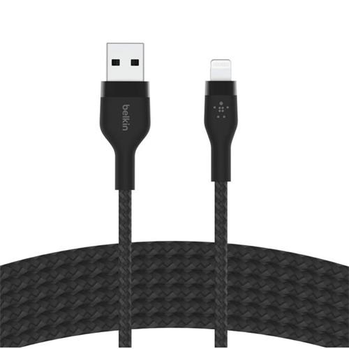 Cable USB -A a Lightning 3 Metros Belkin Trenzado Negro (CAA010DS3MBK)