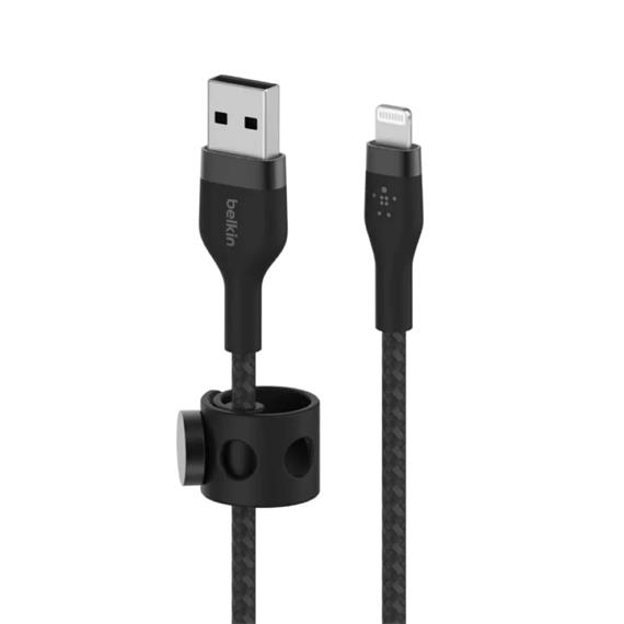 Cable USB -A a Lightning 3 Metros Belkin Trenzado Negro (CAA010DS3MBK)