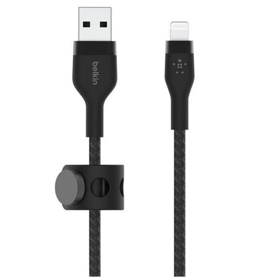 Cable USB -A a Lightning 3 Metros Belkin Trenzado Negro (CAA010DS3MBK)