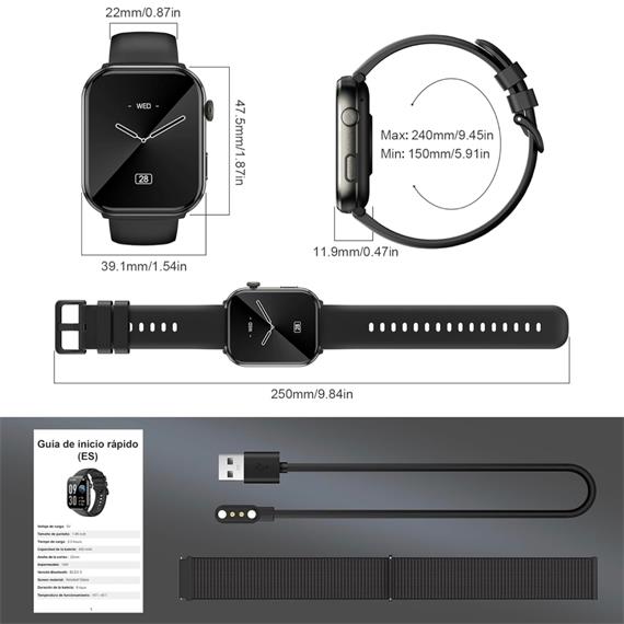 Blackview R60 Smartwatch  1.96" Amoled con llamadas Bluetooth Negro