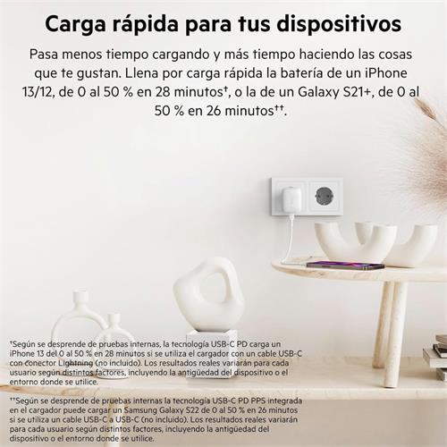 Cargador USB-C 20W Belkin +Cable Usb-C a Usb-C 1 Metro Blanco (WCA006VF1MWH-B6)