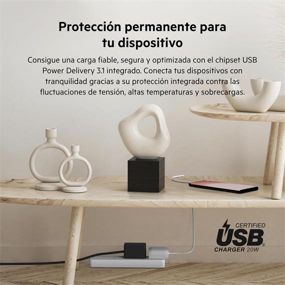 Cargador USB-C 20W Belkin +Cable Usb-C a Usb-C 1 Metro Blanco (WCA006VF1MWH-B6)