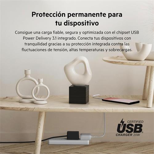 Cargador USB-C 20W Belkin +Cable Usb-C a Usb-C 1 Metro Blanco (WCA006VF1MWH-B6)