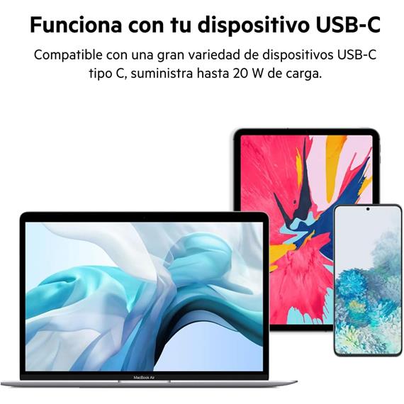 Cargador USB-C 20W Belkin +Cable Usb-C a Usb-C 1 Metro Blanco (WCA006VF1MWH-B6)