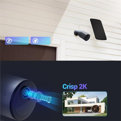 Ezviz EB3 KIT Cámara Seguridad Exterior 2K AOV Con Batería y Panel Solar