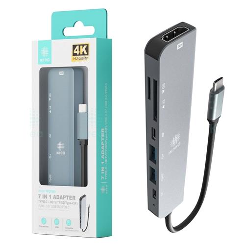 Adaptador USB-C a HDMI, Lector SD y MIcro SD Ikrea WG7089