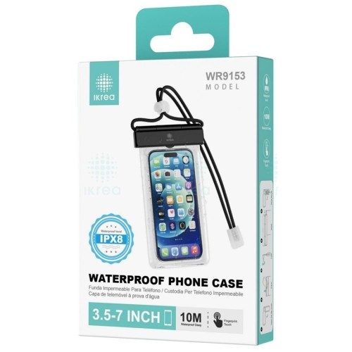 Funda Impermeable para Móvil  3.5" a 7´´ IPX8 Ikrea WR9153 Negra