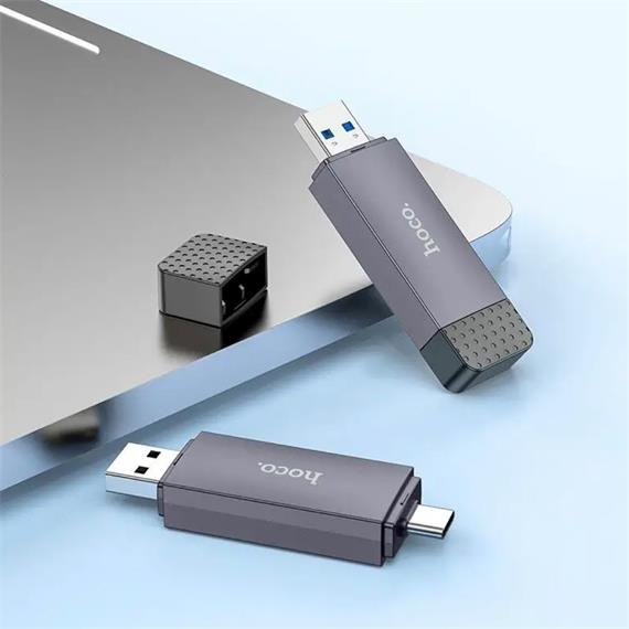 Lector Hoco HB45 Spirit para SD y Micro SD con conexión USB y USB-C 2.0