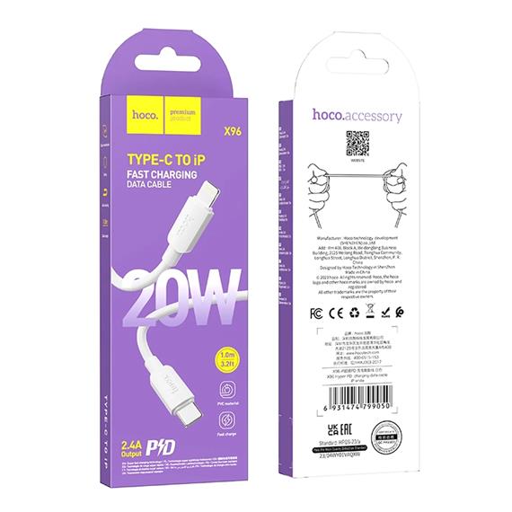 Cable USB-C a Lightning Hoco X96 27W Blanco
