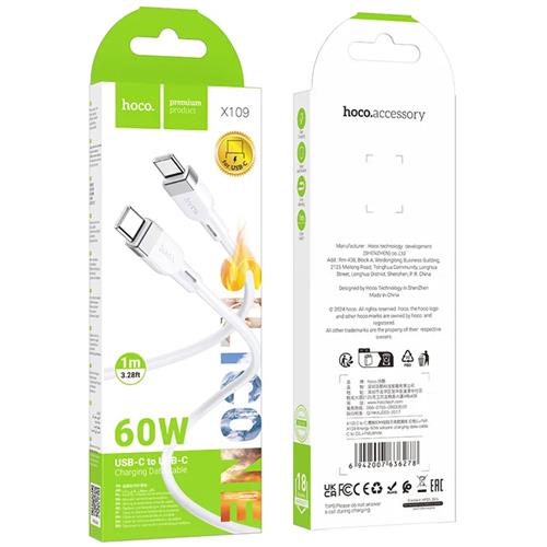 Cable USB-C a USB-C 60W 1 Metro Blanco Hoco X109