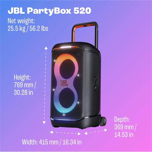 Jbl PartyBox 520 Altavoz Bluetooth Portátil para Fiestas 400W Negro