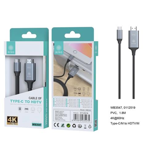 Ikrea WB3547 Cable USB-C a HDMI 4K 1.8 metros