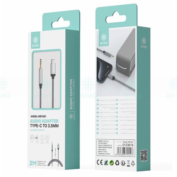 Adaptador de Audio USB-C a Jack 3.5mm Ikrea WB1361