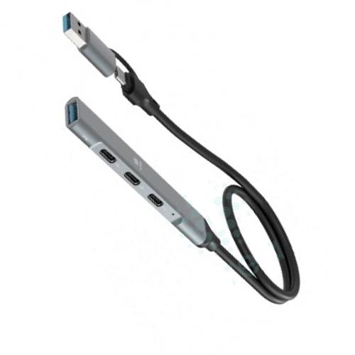 Hub USB-C a 3x USB-C y 1x USB-A 3.0 Ikrea WG7091