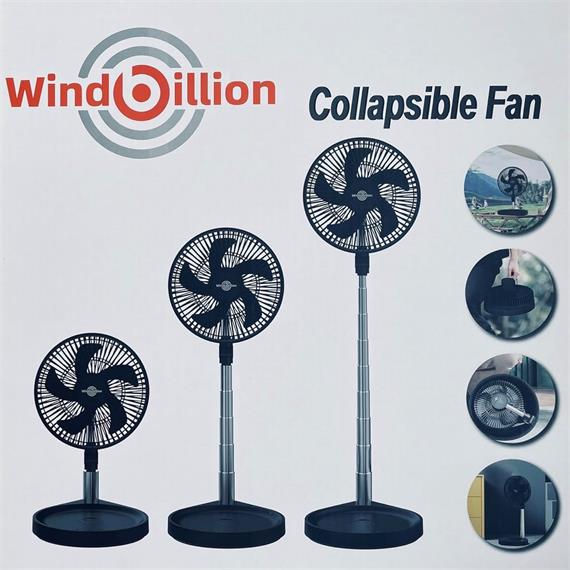 Windbillion H6 Ventilador Plegable y Recargable 37 Horas con Mando Negro