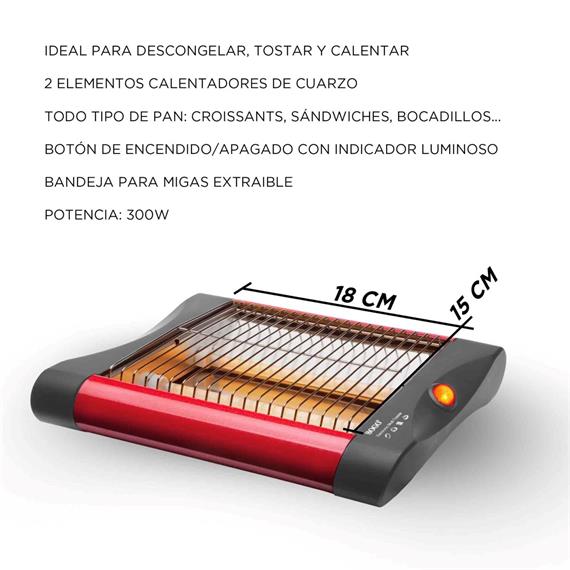 Sogo Tostadora Plana 2 Rebanadas 300W (TOS-SS-5317)