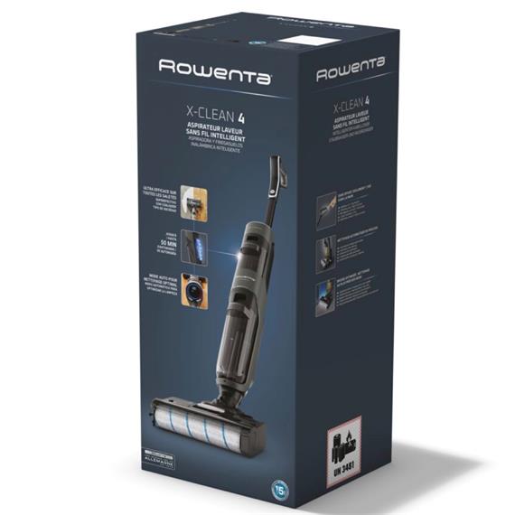 Rowenta X Clean 4 GZ5035, 2 en 1, Aspira y friega, Sin cables, 200 W, Smart, 50 min, Autolimpieza, Negro