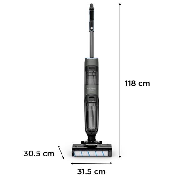 Rowenta X Clean 4 GZ5035, 2 en 1, Aspira y friega, Sin cables, 200 W, Smart, 50 min, Autolimpieza, Negro