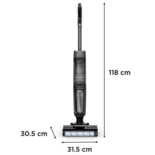 Rowenta X Clean 4 GZ5035, 2 en 1, Aspira y friega, Sin cables, 200 W, Smart, 50 min, Autolimpieza, Negro