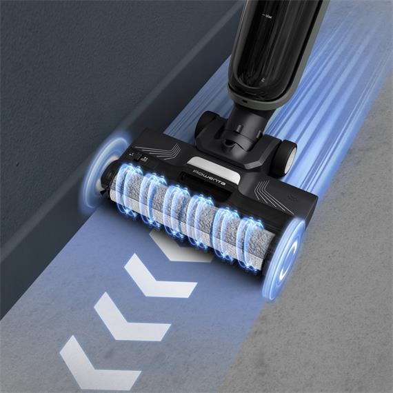 Rowenta X Clean 4 GZ5035, 2 en 1, Aspira y friega, Sin cables, 200 W, Smart, 50 min, Autolimpieza, Negro