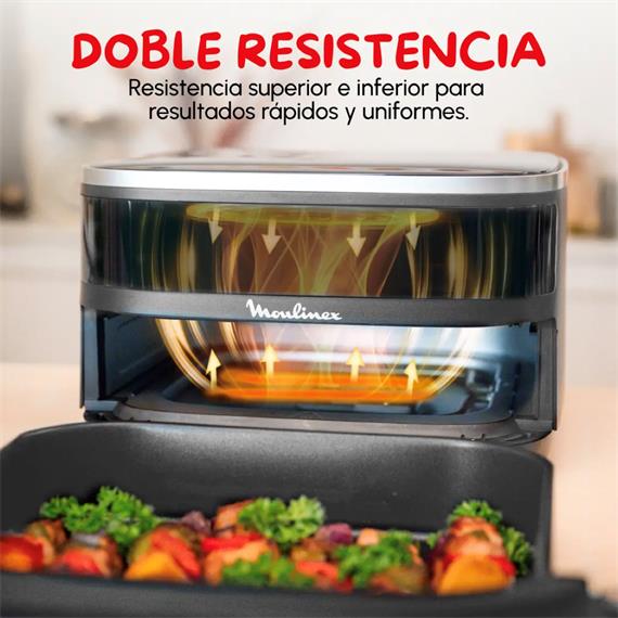 Moulinex AL402HF0 Freidora de Aire Gran Superficie con Doble Resistencia