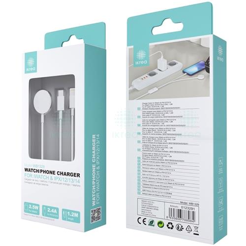Cable Cargador Apple Watch USB-C y Lightning Ikrea WB1330
