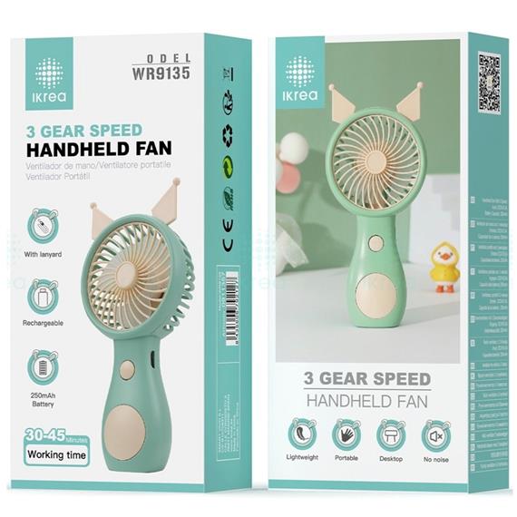 Ventilador de Mano 3 Velocidades 250mAh Ikrea WR9135