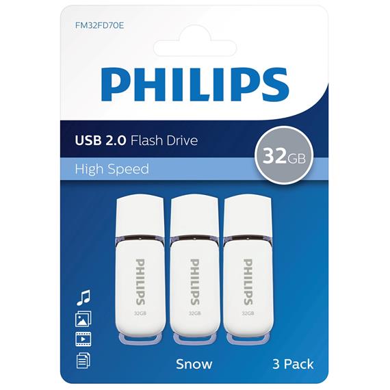Memoria USB 32GB 2.0 Philips Pack de 3 Snow Grey