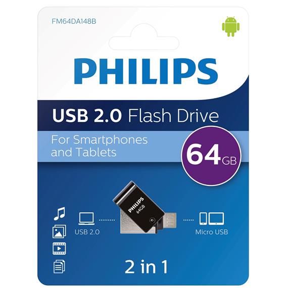 Memoria Micro USB 64GB 2.0 Philips 2 in 1