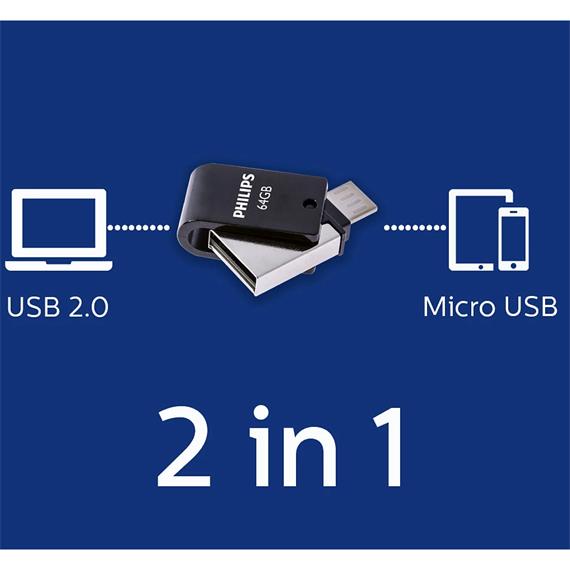 Memoria Micro USB 64GB 2.0 Philips 2 in 1