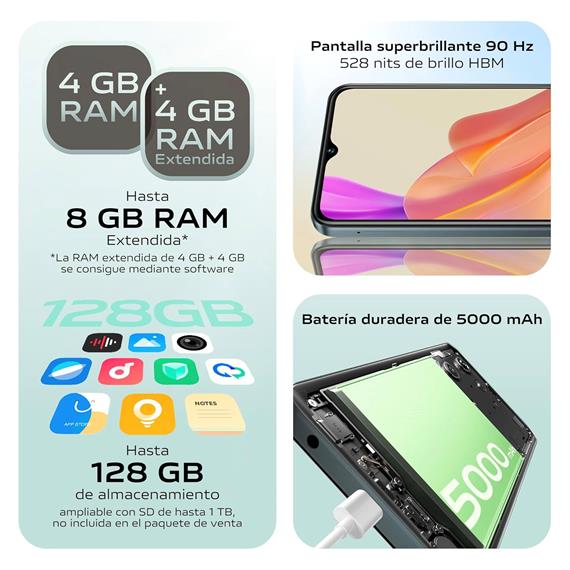 Vivo Y03 6.56" 4GB 128GB 5.000mah IP54 Gem Green