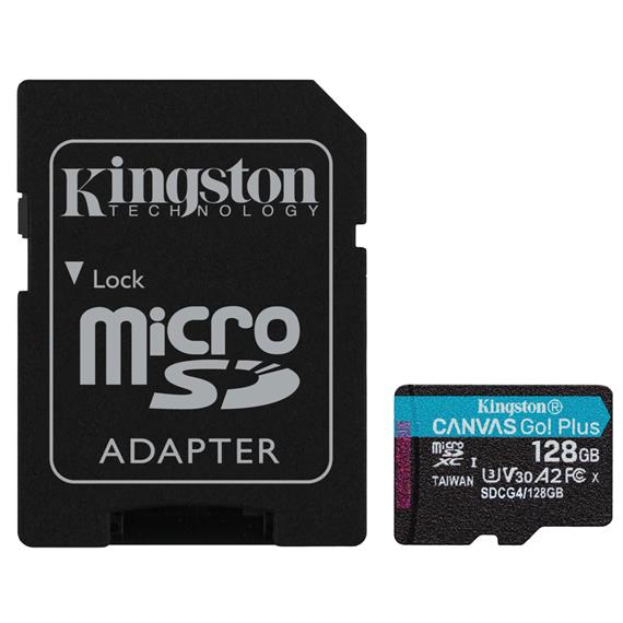 Memoria SD Micro SDXC 128GB Kingston Gen 4 200mb/s V30+ Adaptador Canvas Go Plus SDCG4